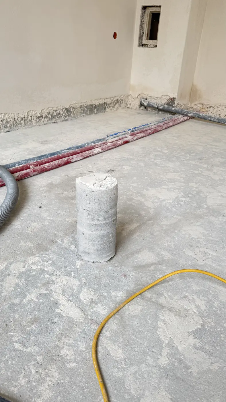 Rdzeń betonowy po wykonaniu otworu techniką diamentową