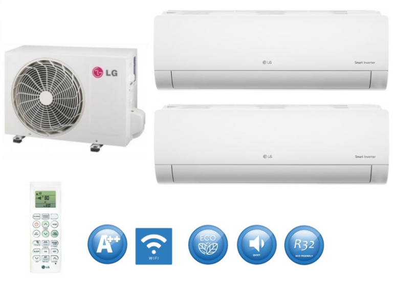 Klimatyzator multisplit LG Standard 2 do pomieszczeń 20m2+50m2 z jednym agregatem (MS07ET+ S18ET+ MU4R25)