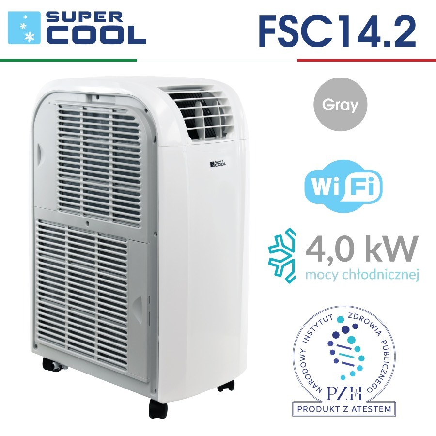Klimatyzator przenośny / osuszacz / ogrzewacz Fral SUPER COOL FSC 14.2 Wi-Fi Gray + uszczelka okienna — zdjęcie 1
